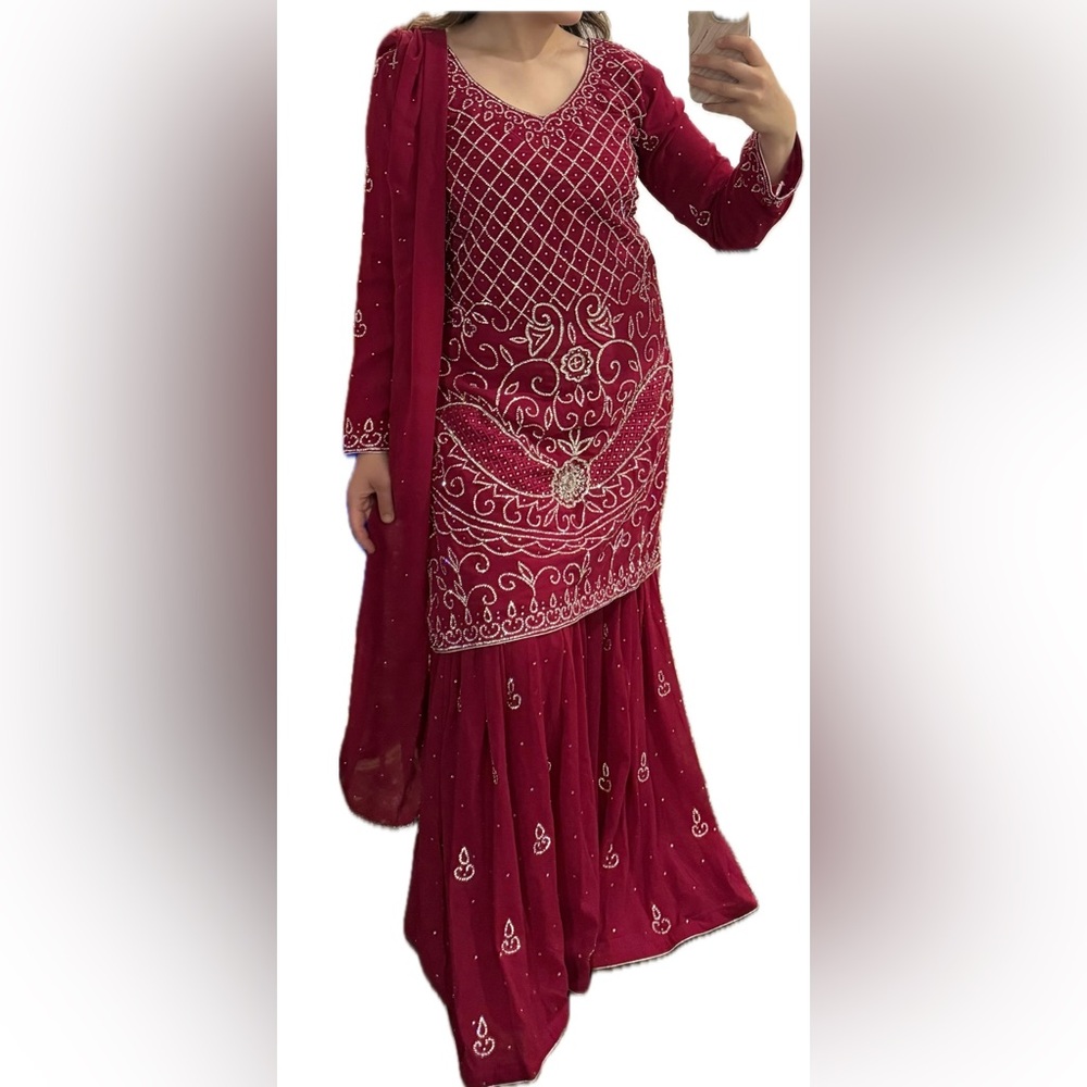 Indian wedding dress shalwar kameez gharara pants pink